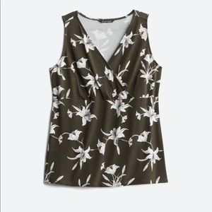 Faux wrap top - olive floral - like new, worn once.
